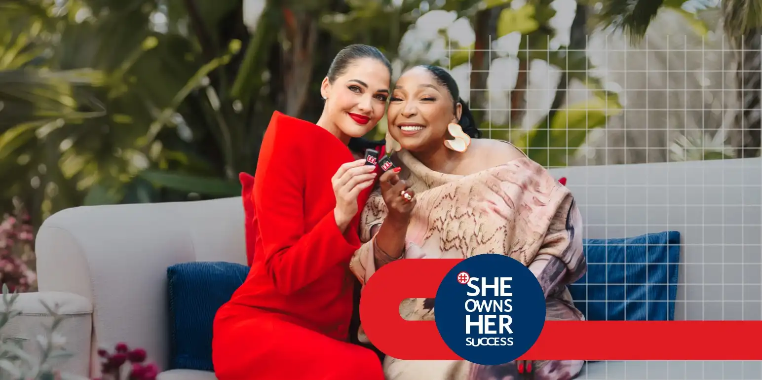 2026 #SheOwnsHerSuccess Workshop host, Rorisang Thandekiso with Natasha Joubert, former Miss South Africa at the latest #SheOwnsHerSuccess Workshop.