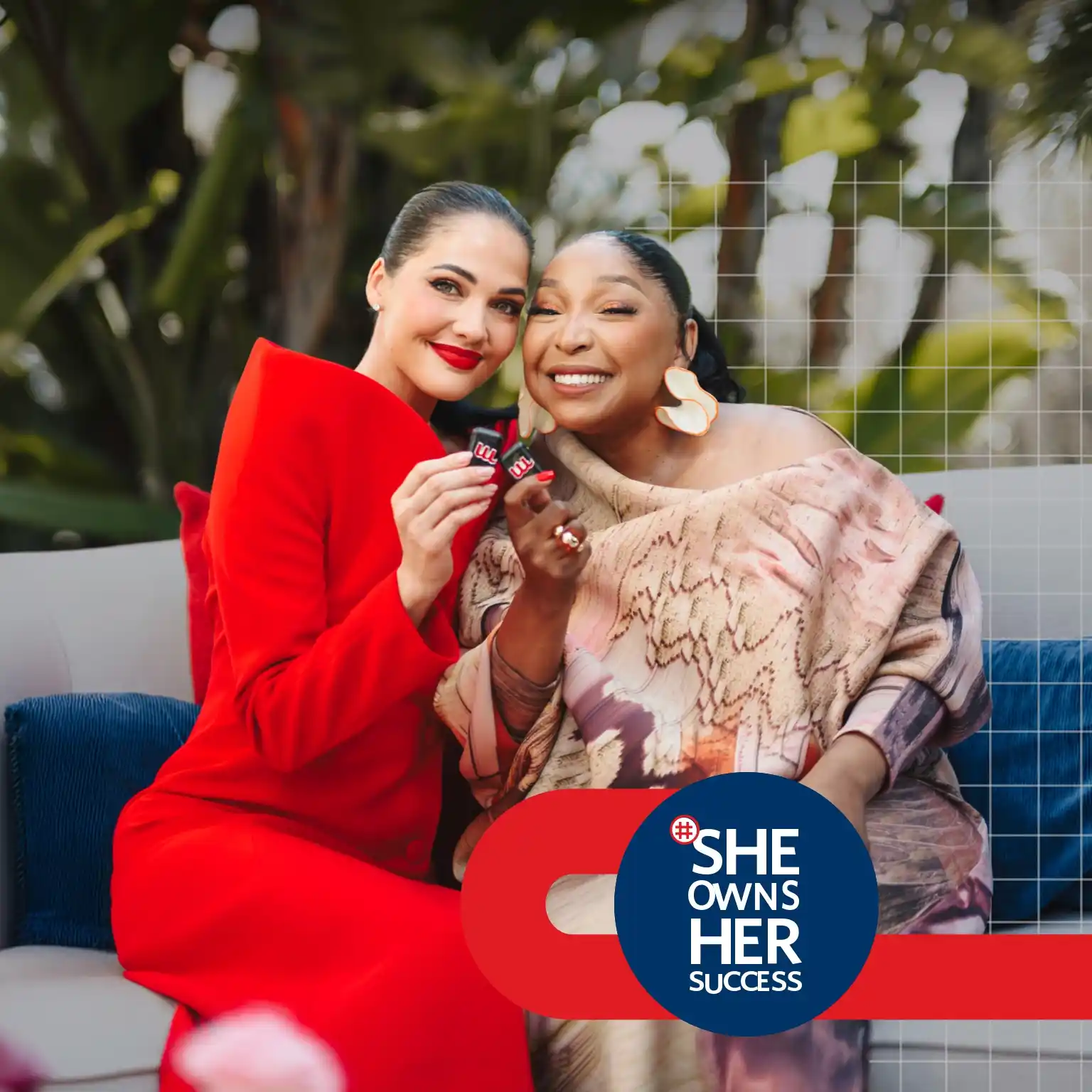 2026 #SheOwnsHerSuccess Workshop host, Rorisang Thandekiso with Natasha Joubert, former Miss South Africa at the latest #SheOwnsHerSuccess Workshop.
