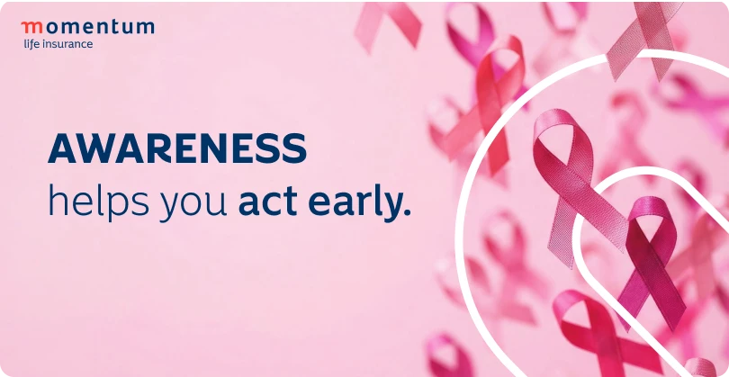 Pink ribbons representing breast cancer awareness.