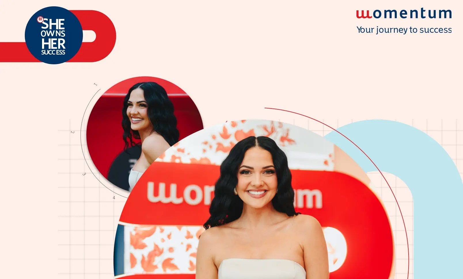 #SheOwnsHerSuccess branding, featuring an overlaid hero image of Natasha Joubert, Miss South Africa 2023, captured on set during the #SheOwnsHerSuccess Workshop.