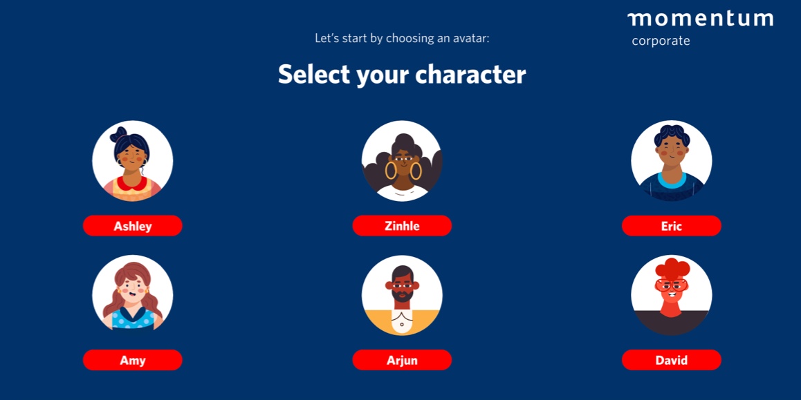 A character selection screen from Momentum Corporate’s two-pot system game.