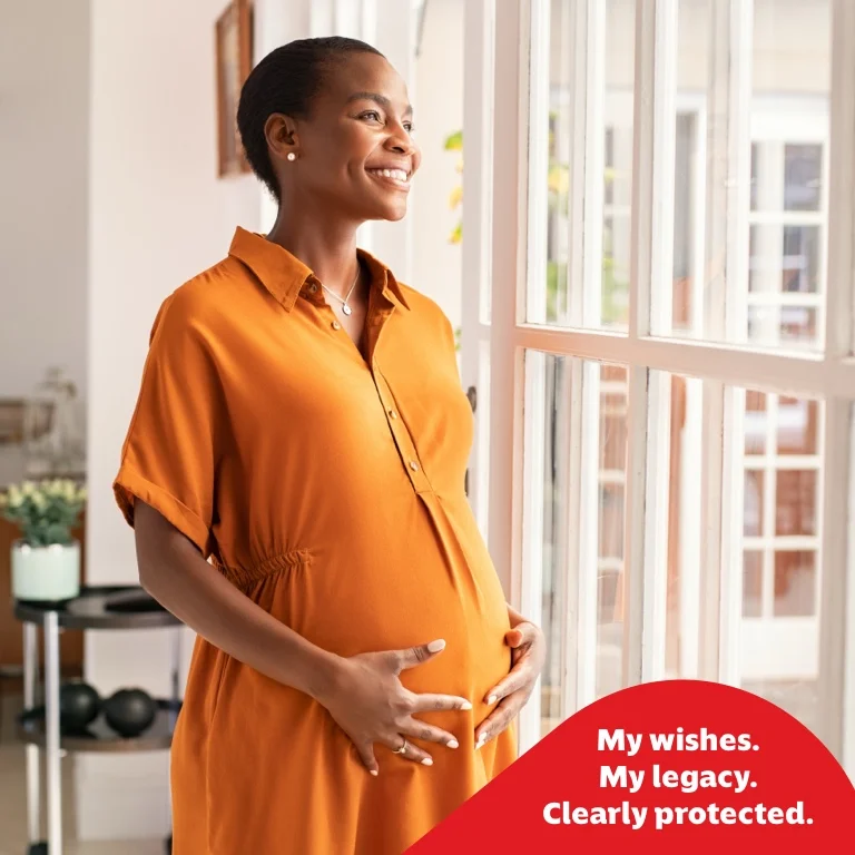 A mother affectionally embracing her young son, comfortable that her legacy is secure with the Momentum Estate Plan.