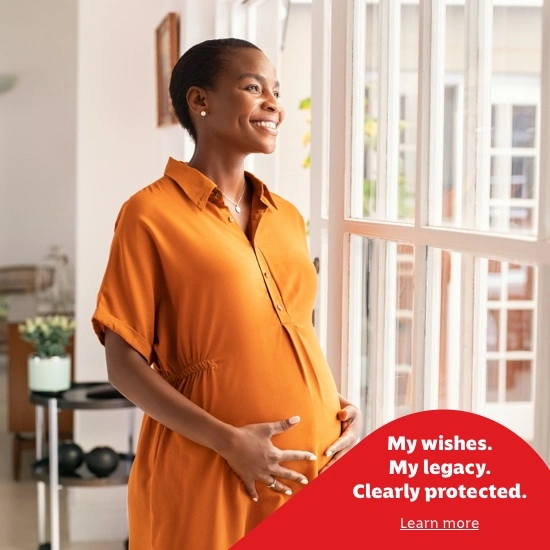 Pregnant woman with a secure legacy, backed by the Momentum Estate Plan.