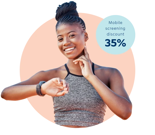 A young lady named Lerato, smiling with one ear plug in her ear, dressed in gym attire, saving on her medical aid, car insurance and life cover with Momentum rewards programmes.