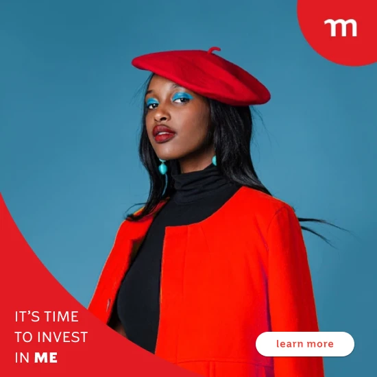 A young female professional wearing a red graduation gown, thinking ahead about investing in her future with a retirement annuity from Momentum Savings.