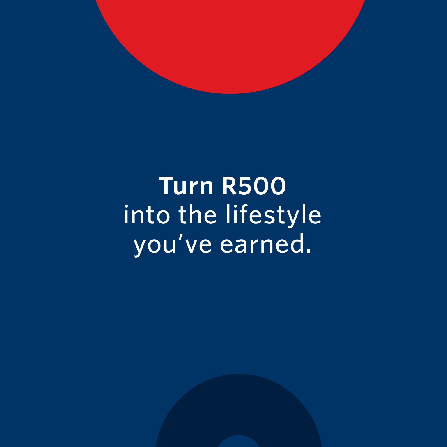 Momentum branded dark blue image promoting savings plans starting for R500 a month.