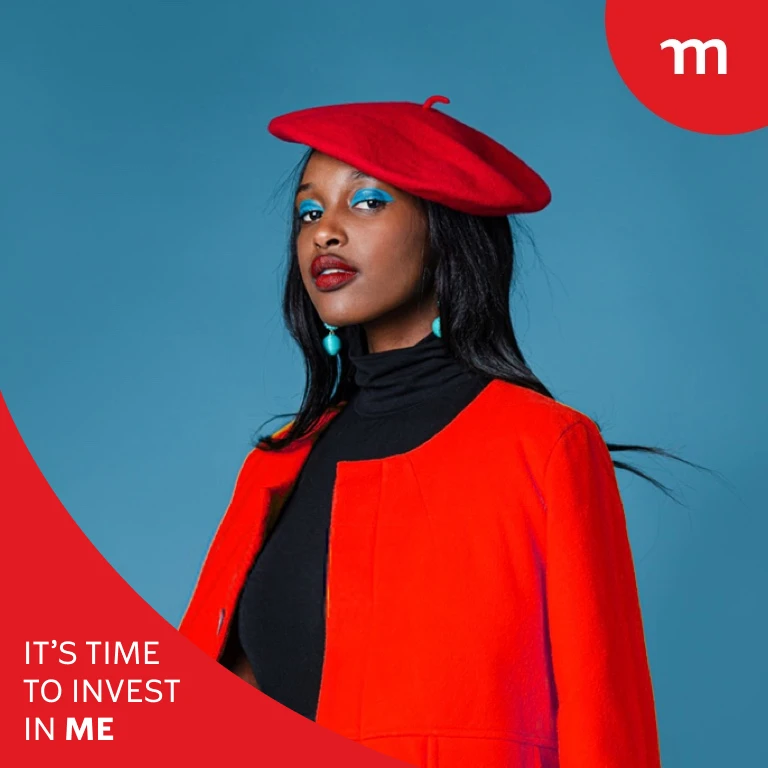 Young black woman wearing a red beret and blazer looking forward boldly, symbolising a secure future through retirement planning with a retirement annuity.