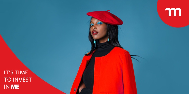 Young black woman wearing a red beret and blazer looking forward boldly, symbolising a secure future through retirement planning with a retirement annuity.