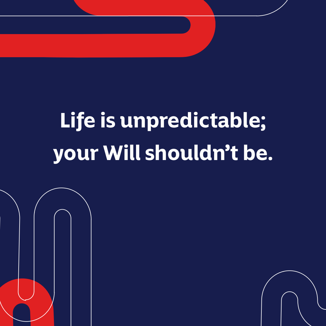 A Momentum branded image with a blue background and red and white curve borders with white text about their Will drafting service.