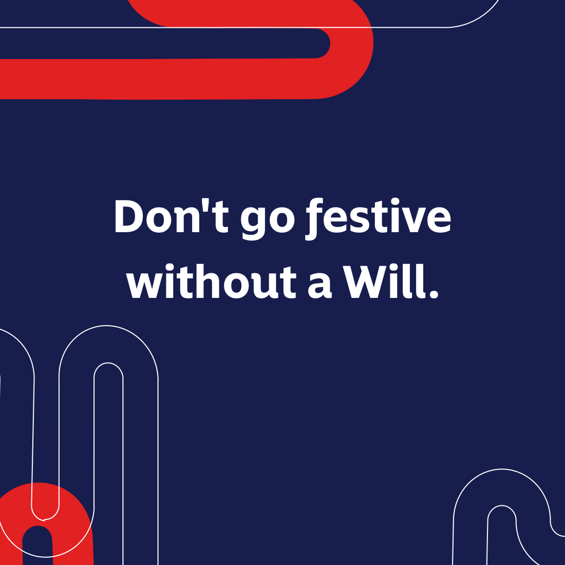Momentum branded image with a blue background and red and white curve borders with white text about drafting a Will before New Year 2026.